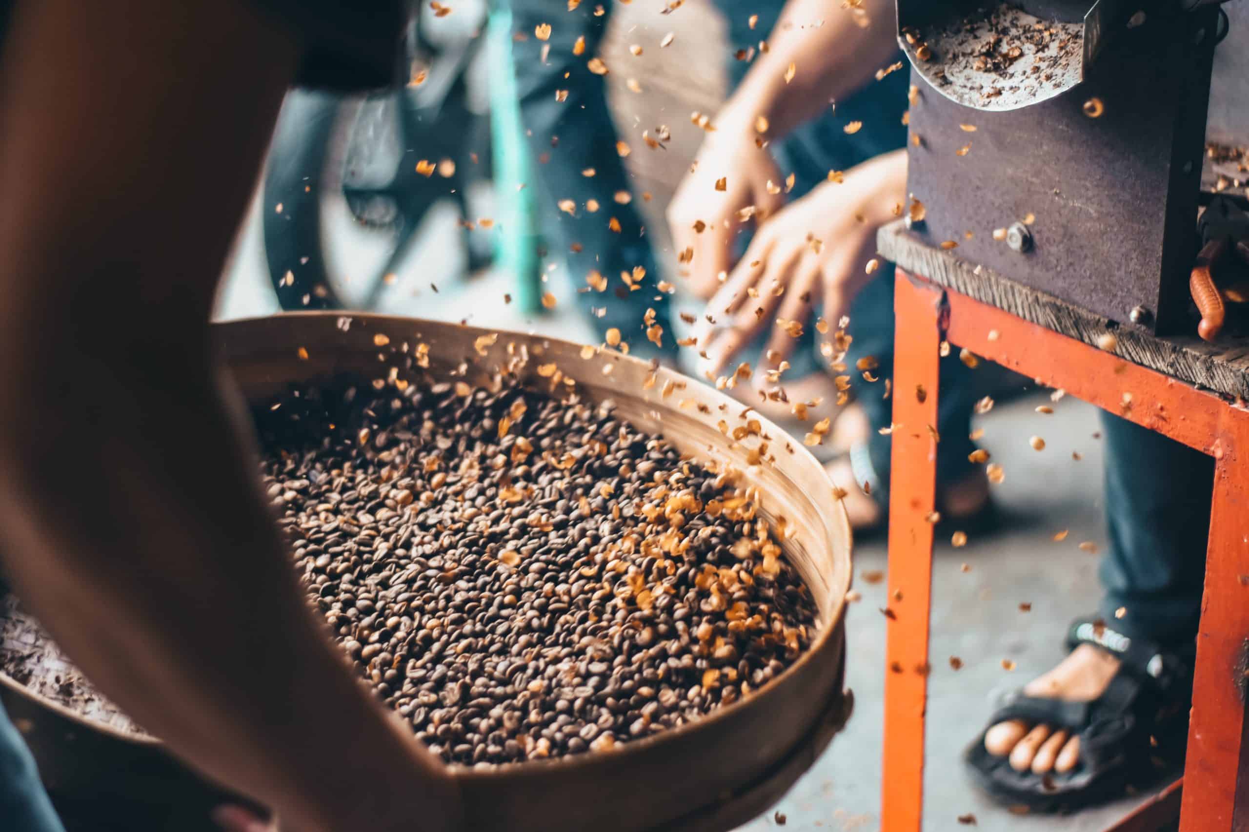 roasting coffee