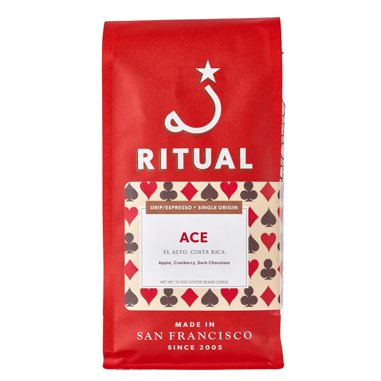 red 10.5oz bag of ACE El Alto