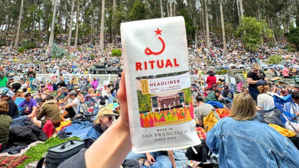 Bag of Headliner with people in the background at Stern Grove
