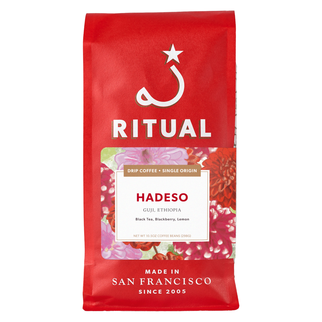 red 10.5oz coffee bag of Hadeso, Ethiopia